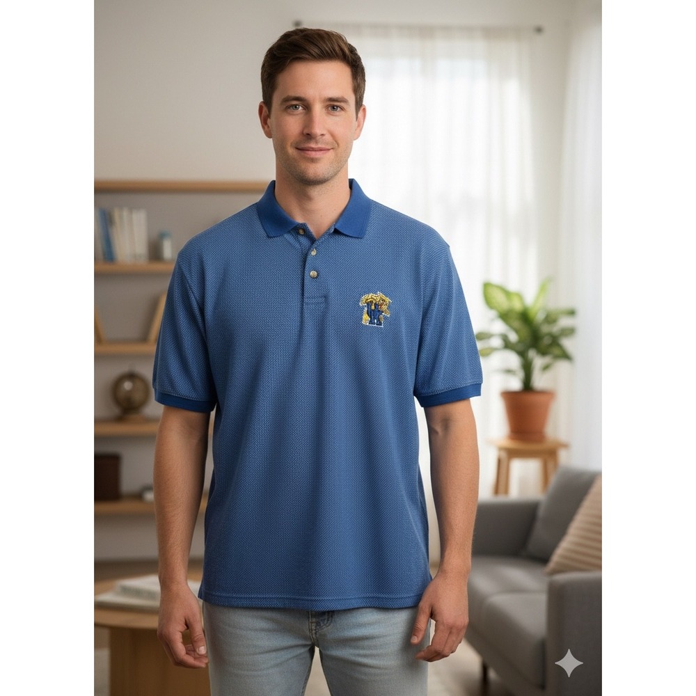 The Edge Pro Mens‎ XL Blue Geo Print Polo Shirt Short Sleeve Kentucky Wildcats